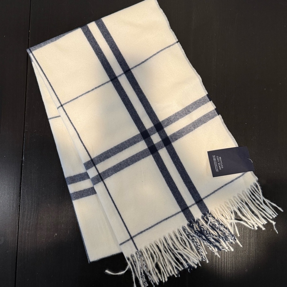 NWT Gap White and Blue Plaid Scarf